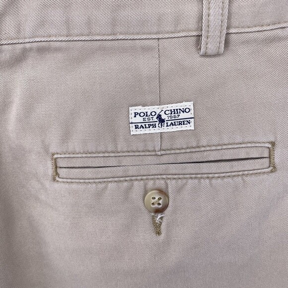 Polo Ralph Lauren Pants Men's 33x30 Khaki Tan Chino Hampton Relaxed Fit Pleated - Picture 8 of 16